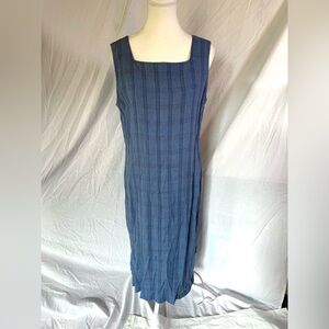 Vintage Blue Cotton Sleeveless Dress Cottagecore Lagenlook Grannycore Large